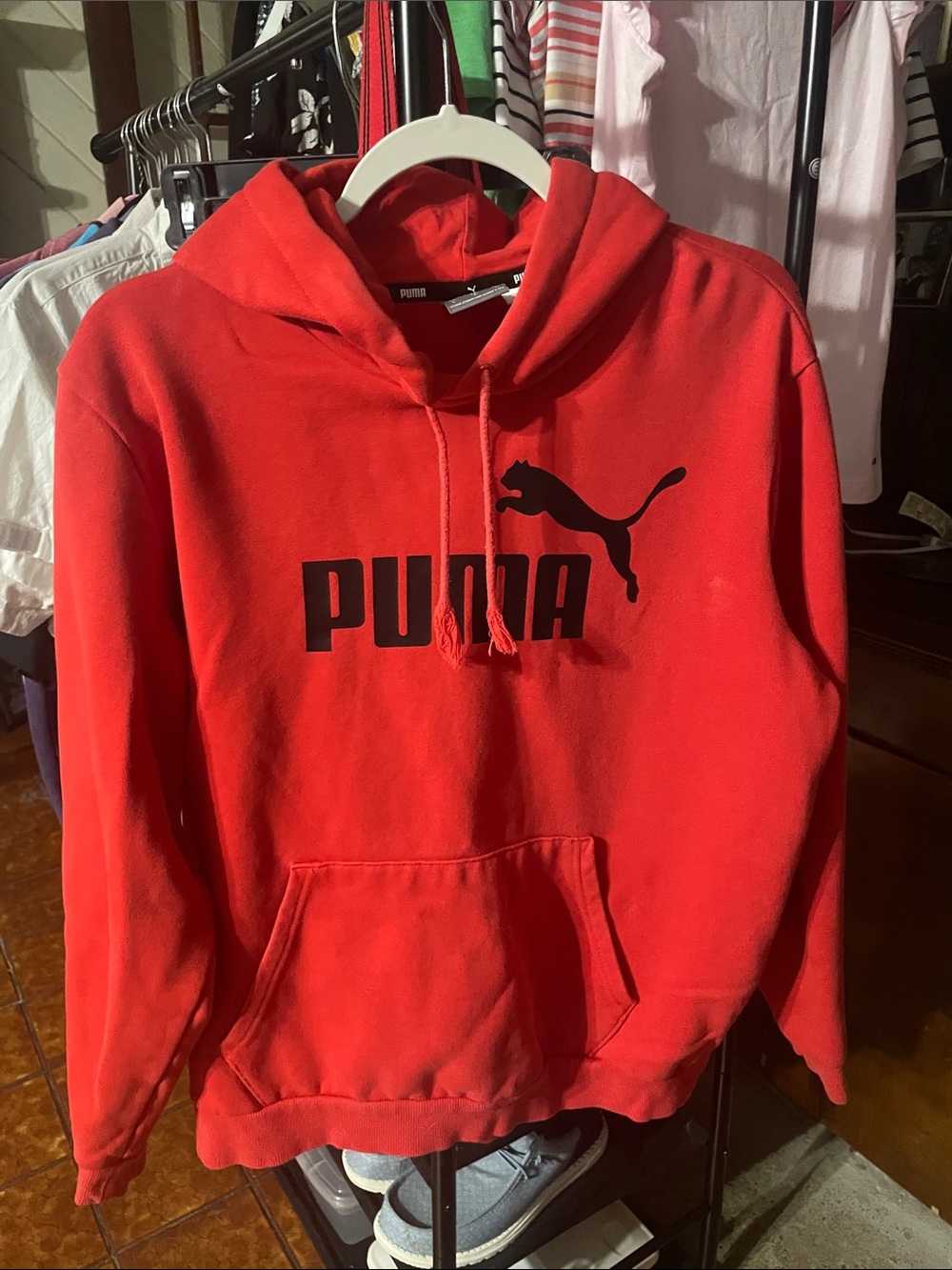 Puma Red Pullover Hoodie with Black Logo